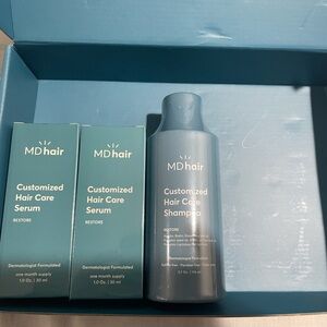 Mdhair hair serum and shampoo + Spoiledchild hair styling brush